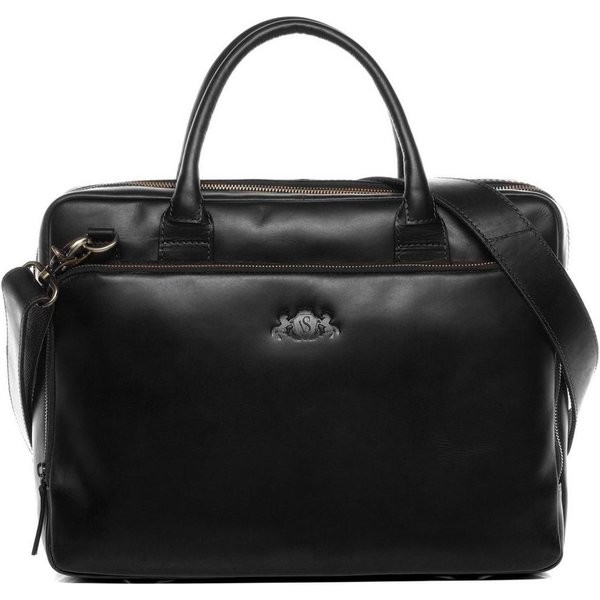 SID & VAIN Laptoptasche echt Leder Aktentasche 15 Zoll Laptop Fach schwarz, Laptoptasche 15,4 Zoll, Aktentasche Echtleder Damen Herren schwarz