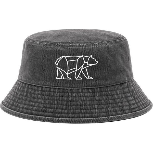Neverless Fischerhut Anglerhut mit Print Bär Lineart Polygon Bucket Hat Baumwolle