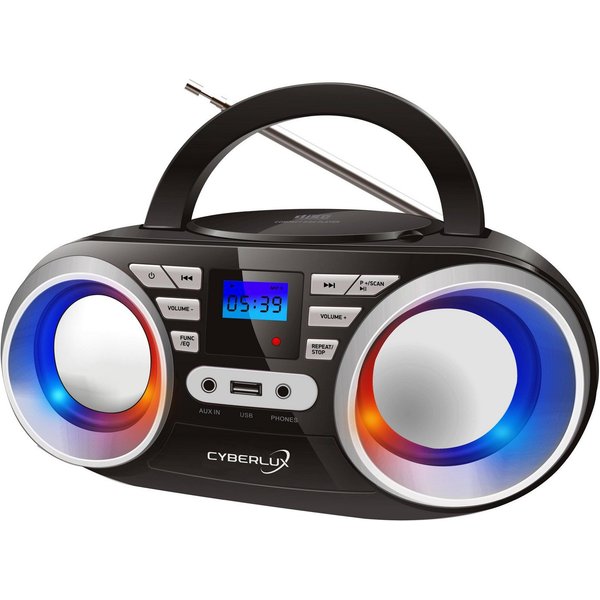 Cyberlux CL-800 tragbarer CD-Player (CD, tragbar,Boombox,LED-Disco-Beleuchtung,FM Radio mit MP3 USB)
