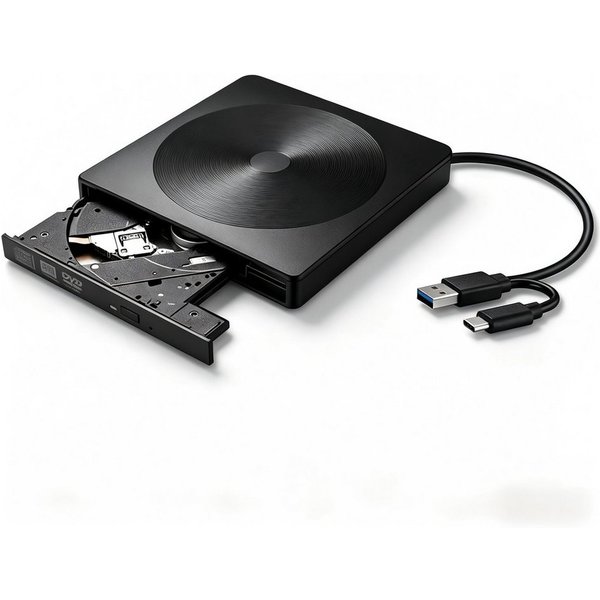 ibettertec 2-in-1 externes DVD-Laufwerk mit USB 3.0 & USB-C, DVD-Brenner (Plug & Play – kompatibel mit Laptop, PC, Mac, – CD/DVD Player & Brenner)