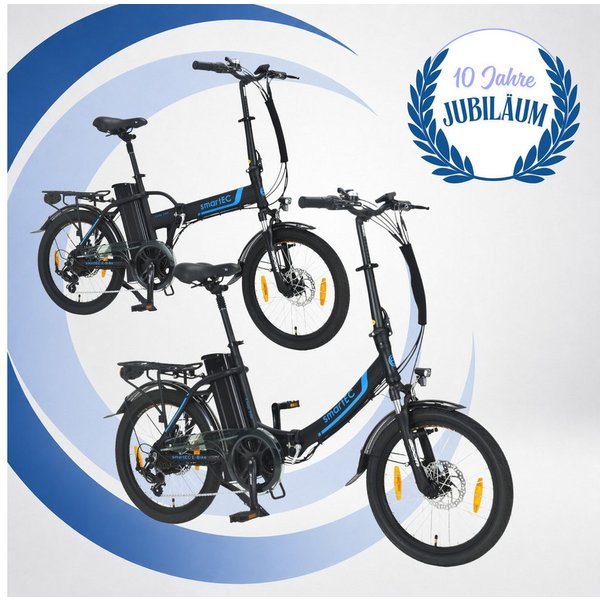 smartEC E-Bike Klapprad 2er Pack Camp-20D & 20H Falt Pedelec/E-Bike 20 Zoll Schwarz smartEC, 7 Gang Shimano Tourney Schaltwerk, Kettenschaltung, Hinterrad-Naben