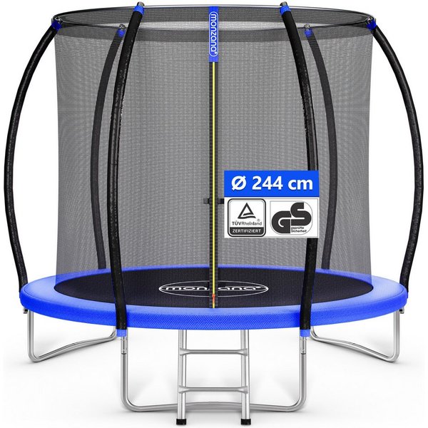 monzana Gartentrampolin, Ø 244 cm, (3 tlg), Ø 244 cm TÜV Rheinland GS Zertifiziert Komplettset