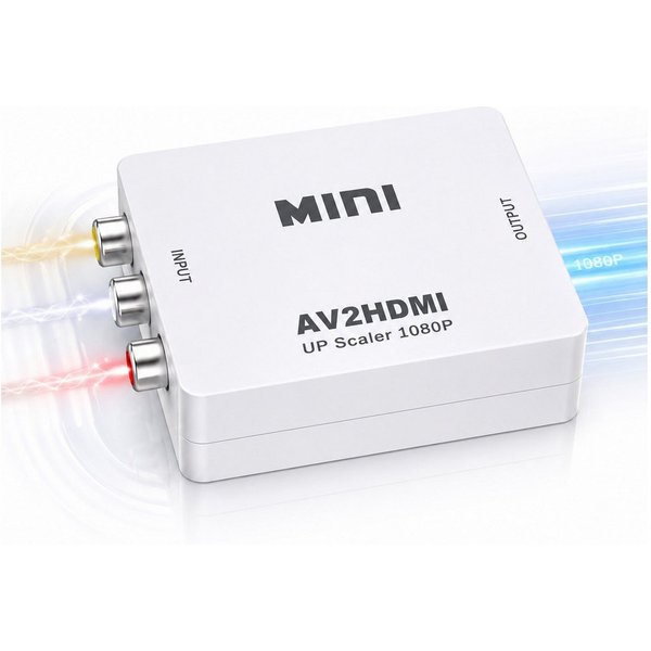 Luckice AV auf HDMI-Adapter, 1080P RCA-zu-HDMI-Konverter Plug Adapter RCA (CVBS) Eingang, HDMI Ausgang, Micro-USB Stromanschluss zu 3 RCA-Eingänge, HDMI-Ausgang