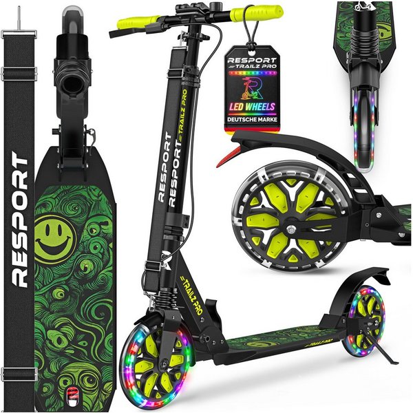 RE:SPORT Cityroller RE:SPORT® Trailz Pro Cityroller Scooter inkl. Tragegurt und Klingel, (Scooter höhenverstellbar & klappbar, Kickscooter Tretroller inkl. Hand