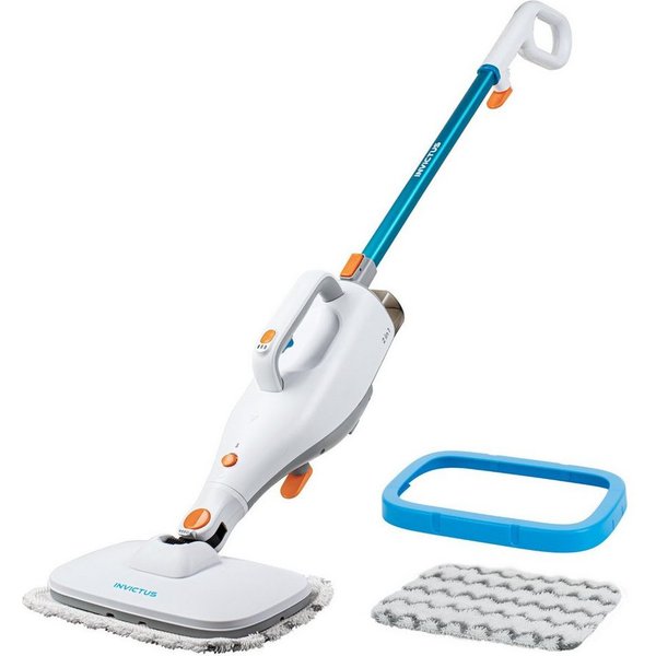 Genius Dampfreiniger INVICTUS Hand- und Bodendampfreiniger Set 7-tlg., 1400,00 W, 5m Kabel, Hartböden, Fliesen, Teppiche, 2 Dampfstufen