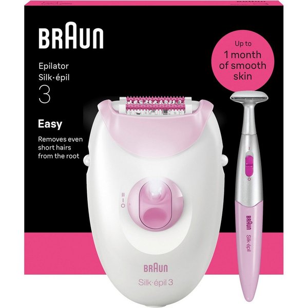 Braun Epilierer Silk-épil 3 SE3-202, Langanhaltend glatte Haut, Inklusive Bikini-Trimmer, SmartLight