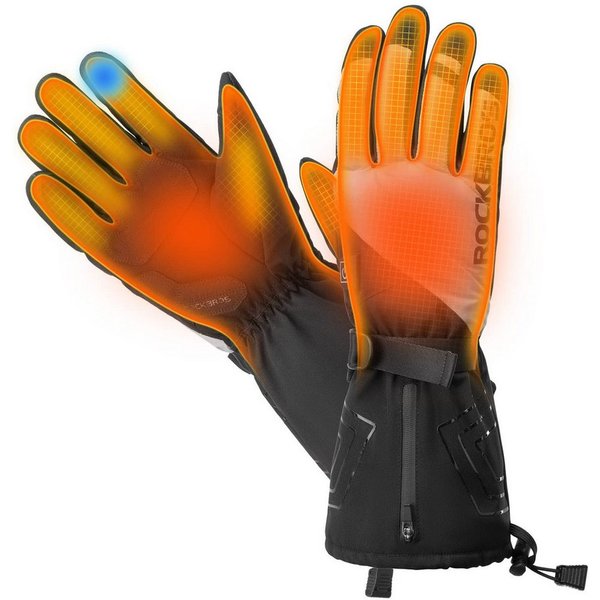 ROCKBROS Fahrradhandschuhe Beheizbare Winterhandschuhe, Thermohandschuhe für Skifahren, Radfahren BATTERY HEATED As a gift
