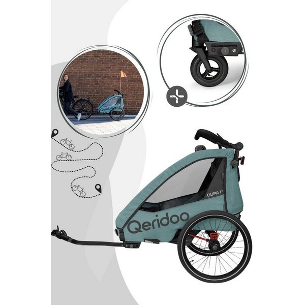 Qeridoo Fahrradkinderanhänger Qupa Plus 1 - Kinderfahrradanhänger für 1 Kind