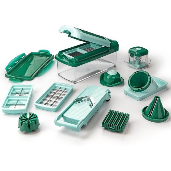 Genius Gemüseschneider Zerkleiner Nicer Dicer Fusion Smart Gemüsehobel manuell, Julietti Spiralschneider für Juliennes, Würfel