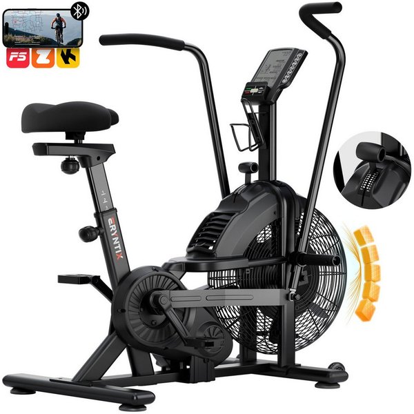 Eryntix Heimtrainer Air Bike, Heimtrainer Fahrrad mit Luftwiderstand, Belastbar bis 160 kg (1-tlg., leises Indoor-Fitnessbike, LCD Monitor, App Verbindung), Tra