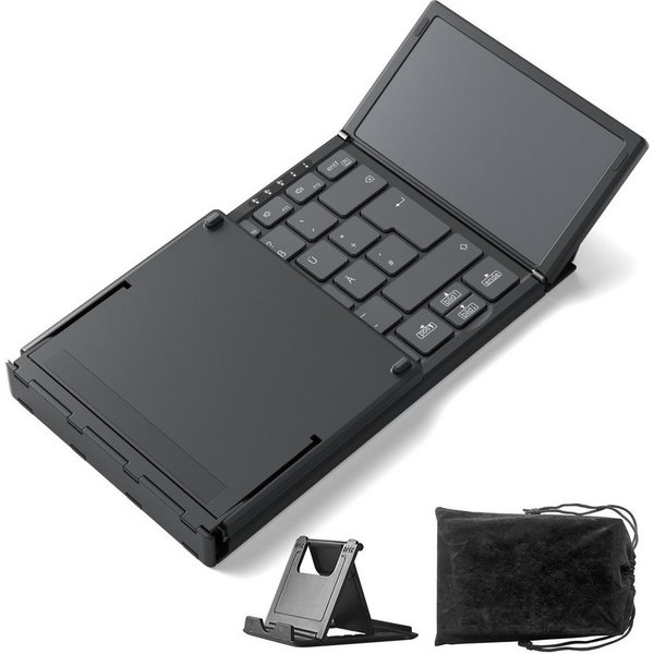 Inateck Faltbare Mini Tastatur, AI-Funktion mit Touchpad,3 Bluetooth-Kanälen Wireless-Tastatur (kompatibel mit iPadOS Android, Windows)