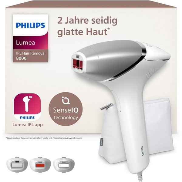 Philips IPL-Haarentferner Philips Lumea Series 8000 BRI946/00, 450.000 Lichtimpulse, 3 Aufsätze (Körper, Gesicht, Präzision)