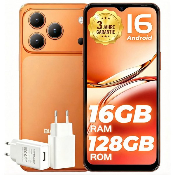 blackview Android 16 6,56" Handy WAVE 7C 16+128/2TB 60HZ 5000mAh AI Smartphone (6.56 Zoll, 128 GB Speicherplatz, 32 MP Kamera, 5000mAh Simlockfreie Handy, 32MP+