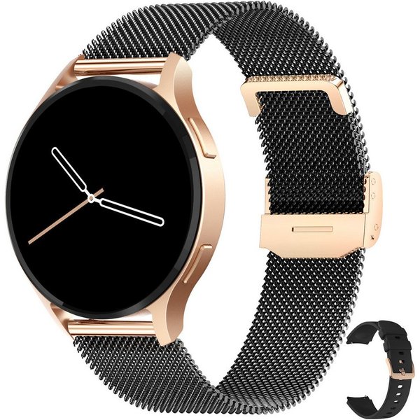 Levowatch EDGY Damen Smartwatch, AMOLED Always-On, KI Steuerung, Fitness Tracker Smartwatch (3,8 cm/1,43 Zoll, Android und iOS) inkl. Wechselarmband, 3 Armbände