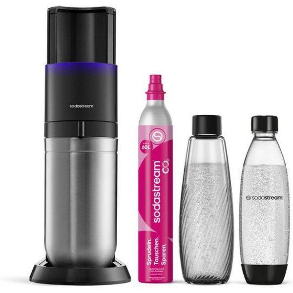 SodaStream Wassersprudler E-DUO Wassersprudler titan, Standard Pack, (Set, 4-tlg), Elektrischer Sprudler, Glas- und Kunststoffflasche enthalten