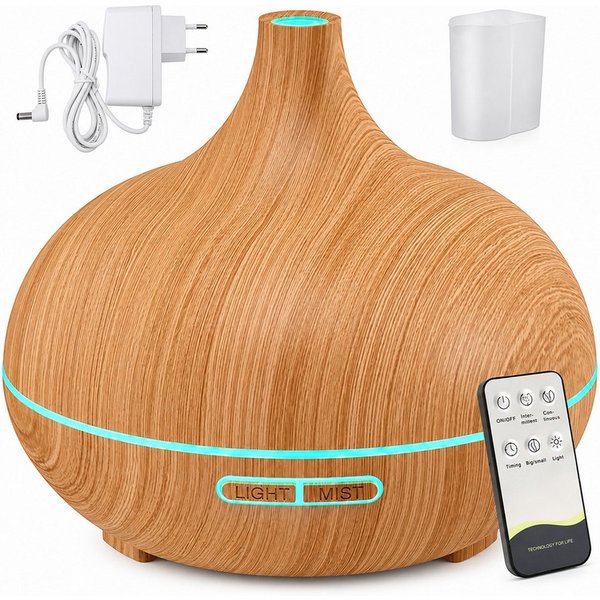 AKKEE Diffuser Multifunktions-Luftbefeuchter Aromatherapie-Diffusor 500ml, 0,5 l Wassertank, mit 3 Timer-Einstellungen