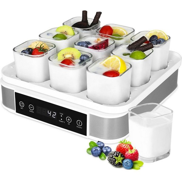 TLGREEN Joghurtbereiter, Joghurtmaschine mit Temperatur- und Timer, Digitale Joghurtmaschine, Yogurt Maker, mit 9 Gläsern, BPA-frei, 40 W