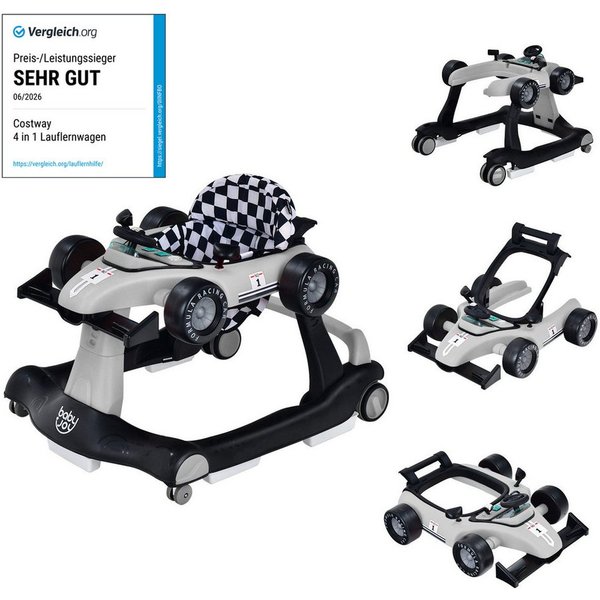 COSTWAY Lauflernhilfe 4 in 1 Lauflernwagen, mit Musik, Licht, ab 6 Monaten