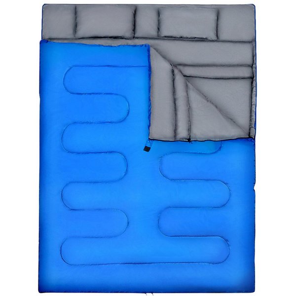 COSTWAY Doppelschlafsack 220x150cm, 2 Personen+Kissen, 3 Jahreszeiten, 0°C