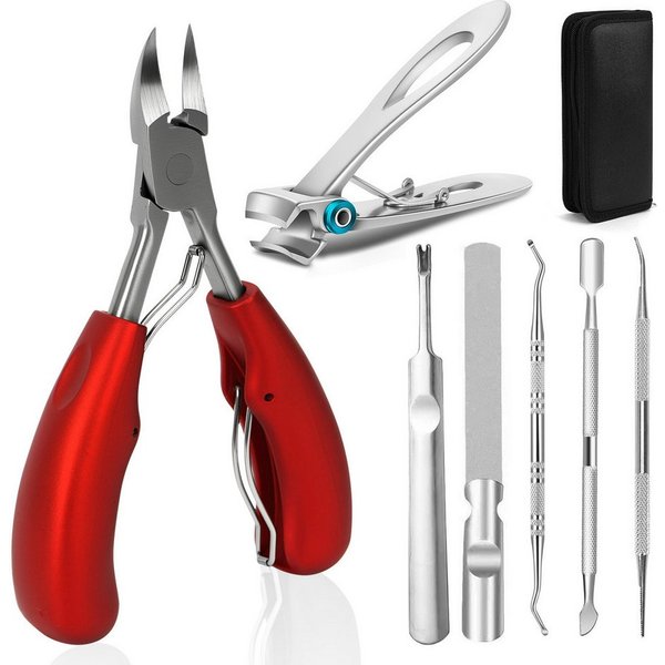 OSTWOLKE Maniküre-Pediküre-Set 7-teiliges Nagelschere Set, Edelstahl Maniküre Nagelknipser, für Dicke & Eingewachsene Fußnägel