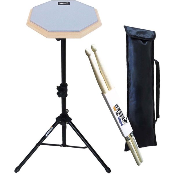 keepdrum Schlagzeug keepdrum DP-GY8 Practice Pad Grau mit Stativ und Sticks,mit Stativ, und Drumsticks