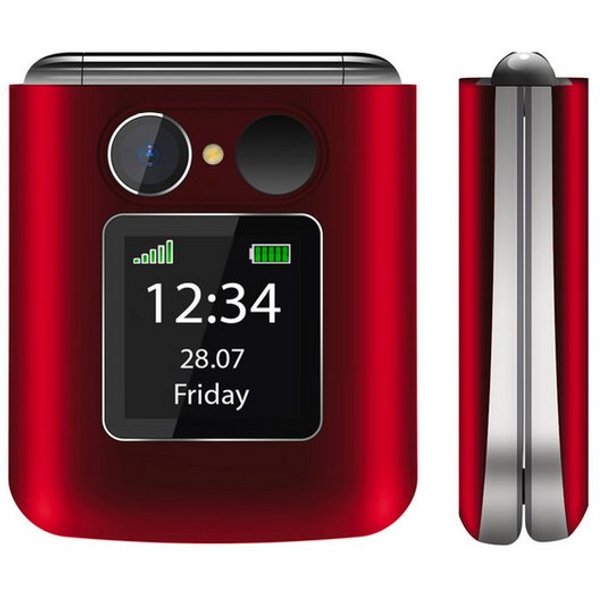 Beafon Fold 10 rot (2025) Handy (5,6 cm/2,2 Zoll, 0,3 MP Kamera, SOS-Notruftaste)
