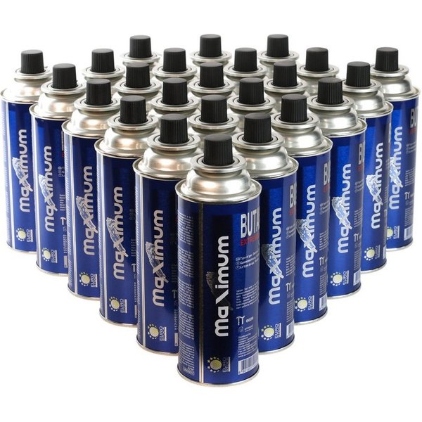 MaXimum Gaskartusche 24 x Butan-Gas-Kartusche: 227g für zuverlässige Outdoor-Geräte, Zubehör für Gasgrill, Gaskocher, Campingkocher, Gaskühlschrank, Gaskühlbox,