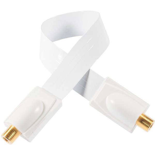 Poppstar SAT Fensterdurchführung (Koax Kabel flach 0,2mm) für Fenster & Türen SAT-Kabel, (52 cm), vergoldete Kontakte, weiß
