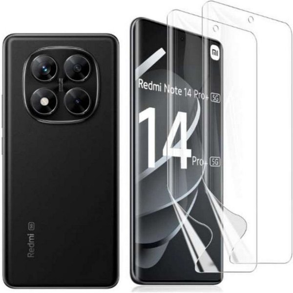 CLM-Tech Displayschutzfolie 2x Schutzfolie für Xiaomi Redmi Note 14 Pro 5G Folie kristallklar für Xiaomi Redmi Note 14 Pro 5G / Redmi Note 14 Pro Plus 5G, TPU F