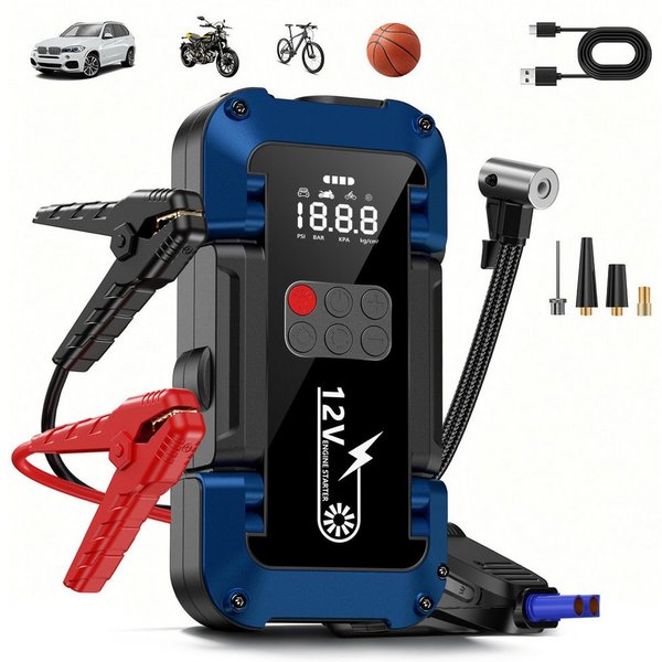 AeroAxis 4000A Starthilfe Powerbank 12V für Auto 26800mAh Starthilfegerät Autobatterie-Ladegerät (Set, 26800mAh, Für Bis Zu 10,0L Benzin oder 8,0L Diesel, -20°C