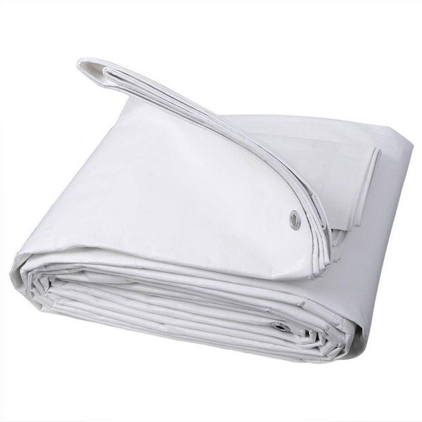 Woltu Pool-Abdeckplane, PE Gewebeplane mit Ösen 180g/m² weiß