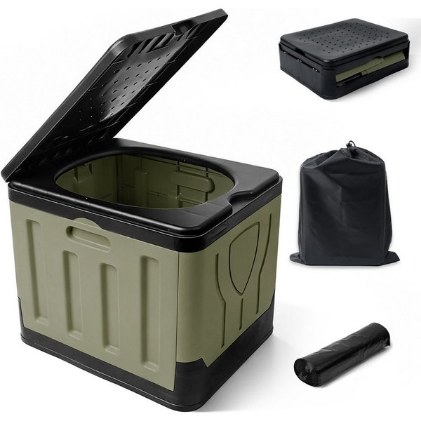 Huracan Campingtoilette Faltbare, Tragbare Mobile Toilette bis 100 kg Belastbarkeit, (Kompakte Reise-WC mit Aufbewahrungstasche, und Müllbeuteln), geeignet für 