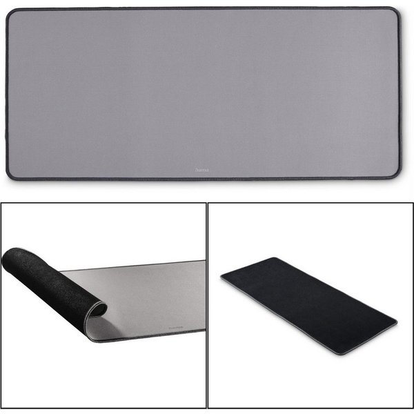 Hama Mauspad XL Business Deskpad Mauspad 70x30cm Grau, Tastatur Maus Mouse Pad Matte Unterlage Mousepad Rutschfest Office Mat