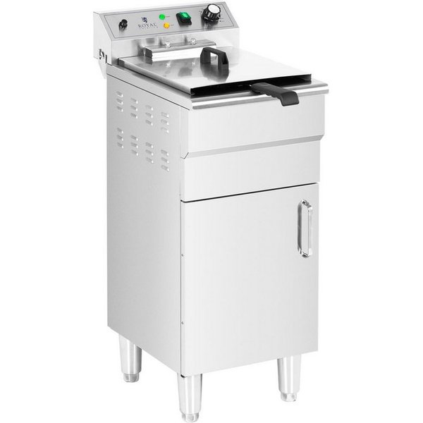 Royal Catering Fritteuse RCPKF 13DSH, 5000 W, 16 L Fritöse mit Unterschrank Ablasshahn 400V