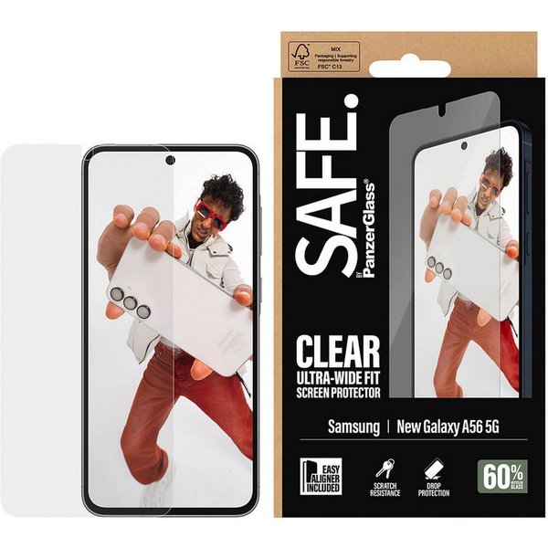 SAFE by PanzerGlass Displayschutzglas Ultra-Wide Fit Screen Protector mit EasyAligner für Samsung Galaxy A57, Displayschutzfolie, Schutzfolie, Bildschirmschutz,