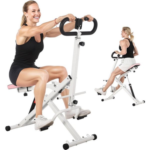GarveeMore Bauchtrainer Fitnessgerät für zuhause, bauch abnehmend, multifunktional, klappbar, 12 Widerstandsstufen, LCD-Monitor, 160 kg Traglast