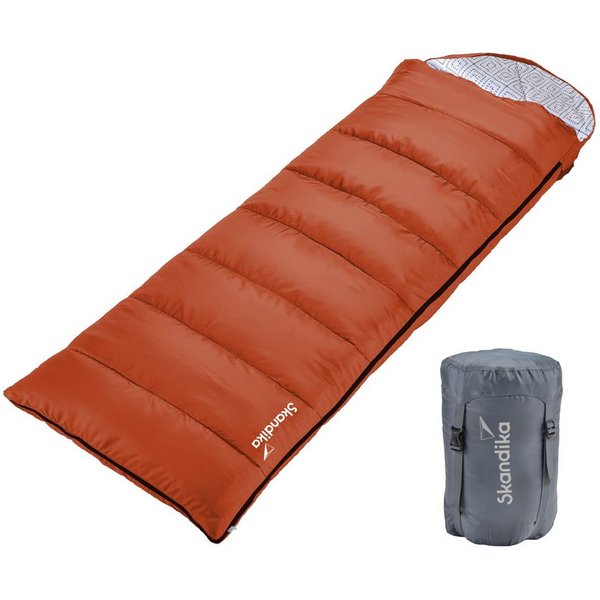 Skandika Schlafsack Iceland, Polycotton, atmungsaktiv, Innentasche mit Klett (2-Wege-Reißverschluss mit Kälteschutz, Stoffsteg, Webbandklemmschutz), 3 Jahreszei