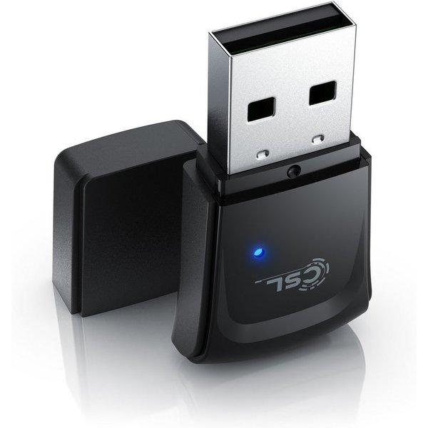 CSL WLAN-Dongle WLAN-Adapter 300 Mbit/s mit 18-dBm-Verstärkung, 2,4 GHz, 300 Mbit/s USB Stick WiFi Adapter 2,4 Ghz 2T2R, Verstärkung 18 dBm