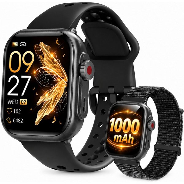 ANYSUN Smartwatch Damen Herren mit 1000mAh Akku, Smartwatch (4.65 cm/1,83 Zoll) Fitness Tracker Uhr für Damen Herren 30 Tage Ultralange Standby, 24H Telefonfunk