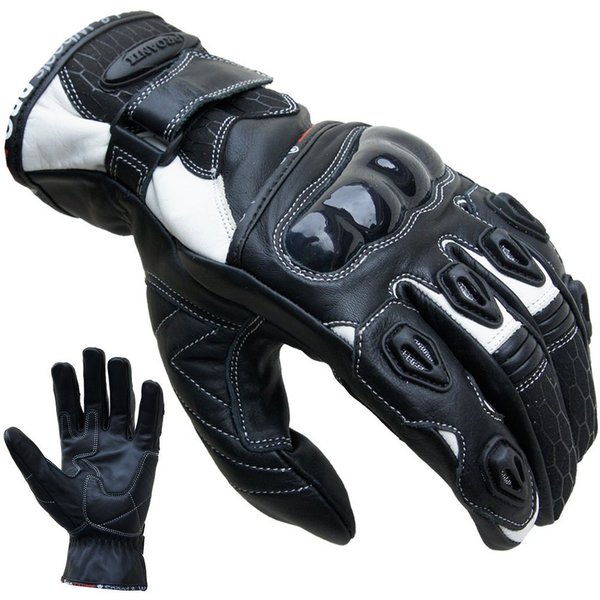 PROANTI Motorradhandschuhe PROANTI Motorradhandschuhe PROANTI Leder kurz Motorrad Handschuhe weiß Kurze sportliche Form, Leder, Farbe Weiß