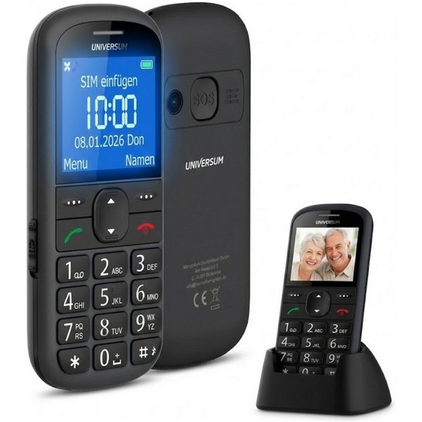 UNIVERSUM* W60-C Seniorenhandy (5.6 cm/2.2 Zoll, Große Tasten, Sprachansage, Notruf, Radio, USB-C, Bluetooth)