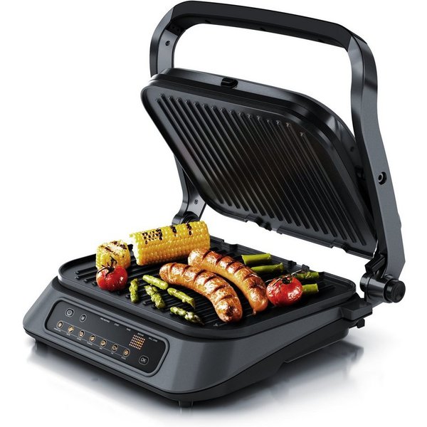 Arendo Kontaktgrill Elektrogrill, elektrischer Tischgrill, Sandwichmaker, Sandwichtoaster, 1900 W, Multi Grill mit Digitalsteuerung, Panini Grill, abnehmbare Pl