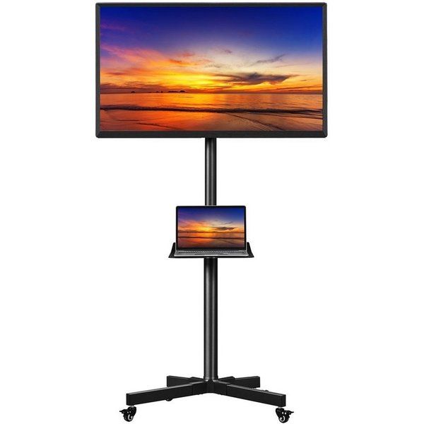 Yaheetech TV-Ständer Mobile TV-Halterung mit Ablageplatte, (bis 60 Zoll, TV-Standfuß, höhenverstellbar & winkeleinstellbar)