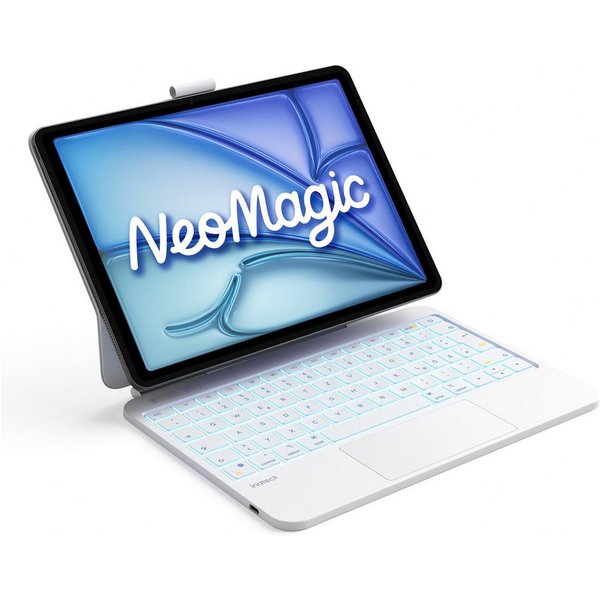 Inateck Magnetische Tastatur Hülle für iPad Air 11‘‘ M4/M3/M2,Magic Keyboard iPad-Tastatur (Großes Trackpad,LED Anzeige,7 Farben Hinterleuchtet,mit Stifthalter)