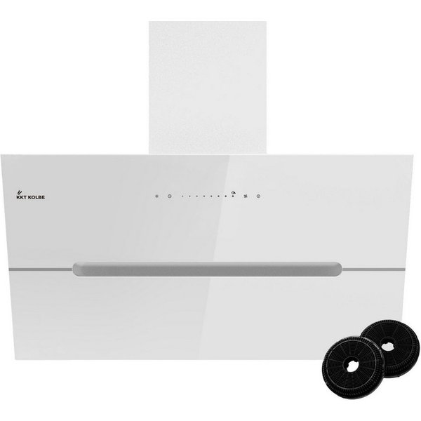 KKT KOLBE Wandhaube Dunstabzugshaube 90cm ECCO9005WM RGBW Ambientebeleuchtung Kopffrei / 90cm / Smarte WiFi-App / Weiß / Glas / Schräghaube