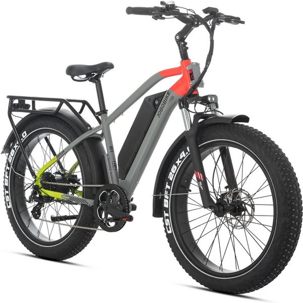 JOBOBIKE E-Bike Mountainbike 26 Zoll, Fatbike, MTB, max. 180km, Bremslicht- und Blinkerfunktion, 7 Gang Shimano, Kettenschaltung, Heckmotor, 960 Wh, (Hydr. Sche