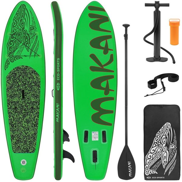 ECD Germany SUP-Board Stand Up Paddle Board aus PVC Paddelboard Paddling Board, Stand-Up Paddle-Board, SUP Board 320x80x15 cm 120 kg Traglast rutschfest grün in