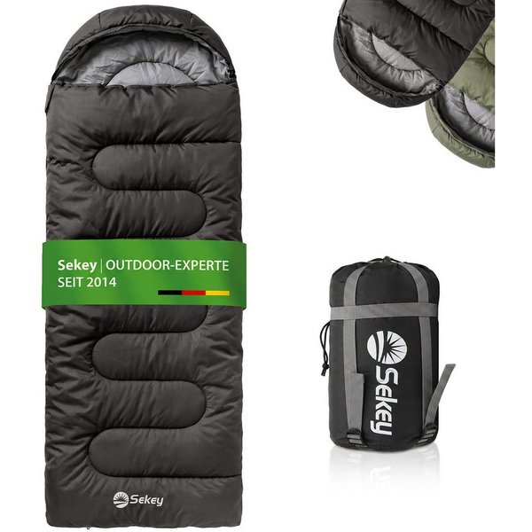 Sekey Deckenschlafsack 3 Jahreszeiten Schlafsack 220x80 cm 10–20°C Deckenform mit Kapuze, 2-in-1 Schlafsack & Decke – Atmungsaktiv, wasserabweisend