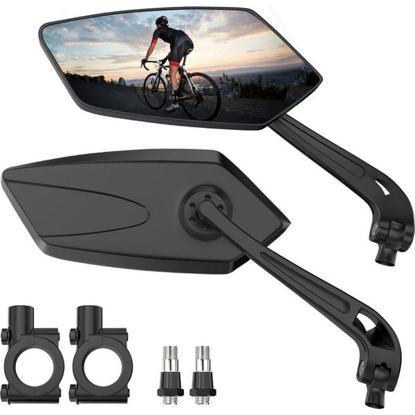Keyura Fahrradspiegel 2 Stück HD Fahrradspiegel,E-Bike,extra große Rückspiegel Spiegelfläche (Schlagfester Echtglas Fahrrad Rückspiegel,Bike Spiegel,fahrradspie