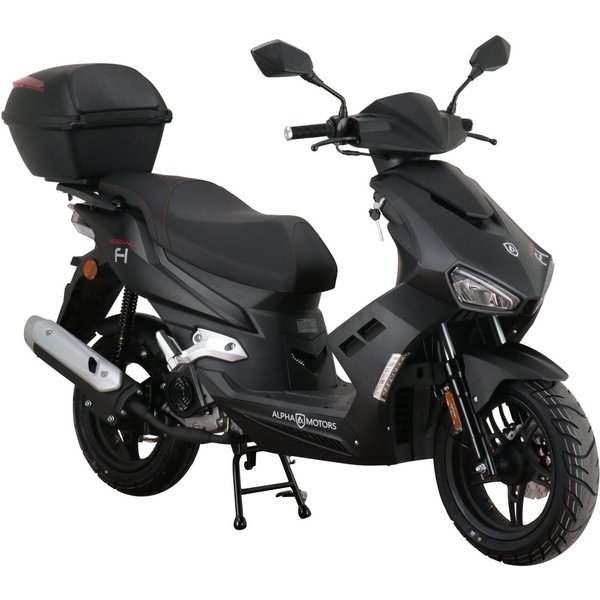 Alpha Motors Motorroller Mustang FI, 50 ccm, 45 km/h, Euro 5, (Set, mit Topcase), mit USB-Anschluss und Lenkerschloss, sportliches Design